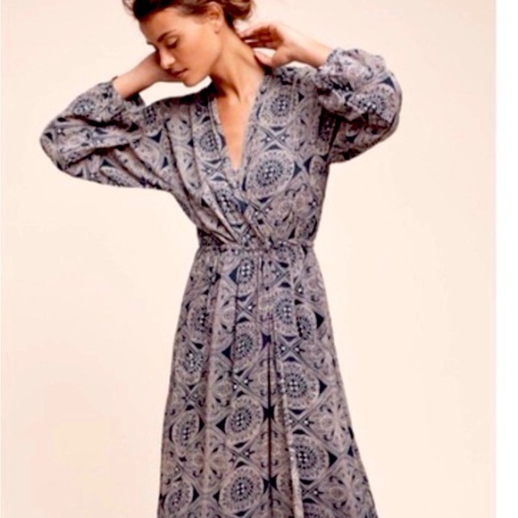 NAT by Natalie Martin for Anthropologie Deep-V Wrap Dress - Picture 1 of 8